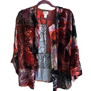 Vintage 90s Chicos burnt velvet kimono cover-up cardigan duster